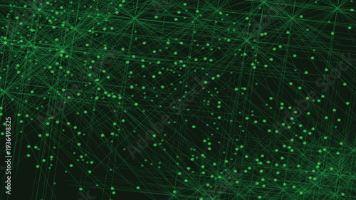 Futuristic green neural network data visualization with glowing digital nodes and abstract  artificial intelligence technology background