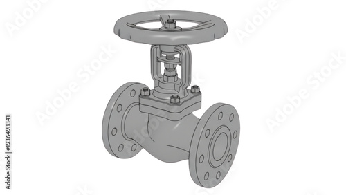 Industrial Valve Mechanism in Operation, Close-up View of Control Valve System