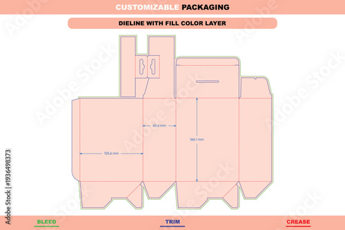 Back open tuck end box dieline editable carton template customizable folding design layout branding options custom dimensions stylish precise structural die line packaging