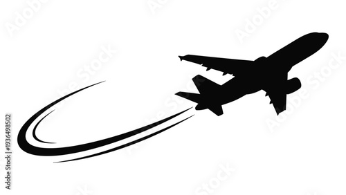 A black silhouette of an airplane flying through the sky