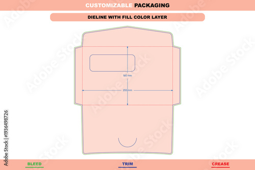 Letter envelope dieline editable carton stationery template customizable folding design layout custom sizes printable trendy branding structure detailed die line packaging