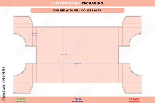 Tray box dieline editable carton stationery template customizable square half covered design folding mockup layout modern branding options accurate die line packaging