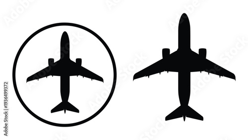 Black airplane silhouettes on white background