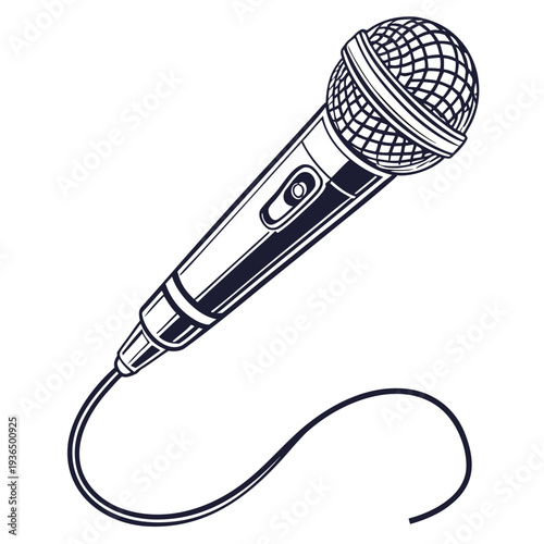 Classic handheld microphone line art.

