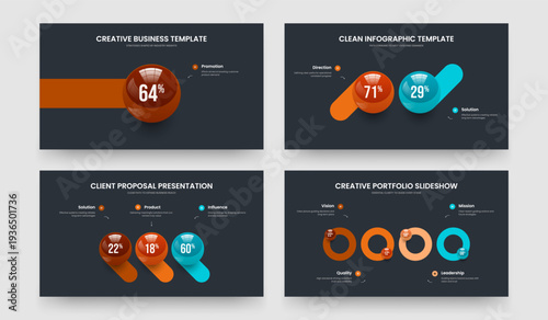 Science Campaign One Two Three Four Option Graph Slide Template Vector Illustration Set. Professional Plan 1 2 3 4 Step Infographic Presentation Layout Bundle.