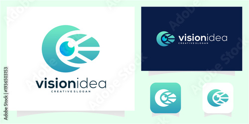 Abstract Eye Vision Logo with Camera Shutter Lens Symbol Icon.