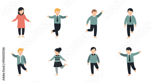 Vector set of children illustrations in playful and joyful poses, perfect for educational and child-related design projects