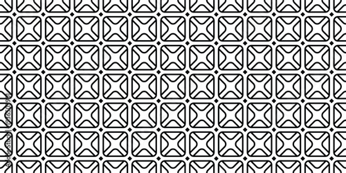 Seamless geometric pattern with black linear cross shapes. Perfect for trendy apparel, bandanas, gift wrapping, product packaging, notebook covers, and modern wallpaper backgrounds.