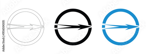 BSMI icon, product approval scheme symbol. Standard logo vector, inspection and metrology, with arrow direction and circular gap, thin line illustration EPS 10