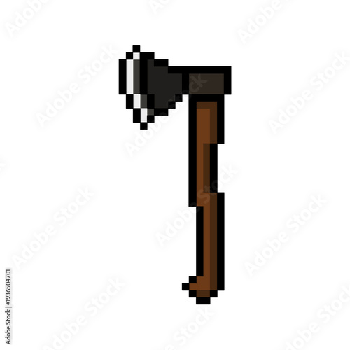 Flat Design Pixel Art Axe Tool Illustration