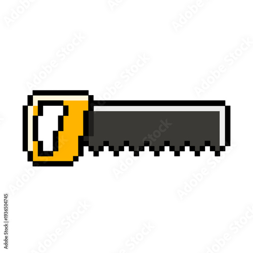 Flat Design Pixel Art Saw Tool Illustration