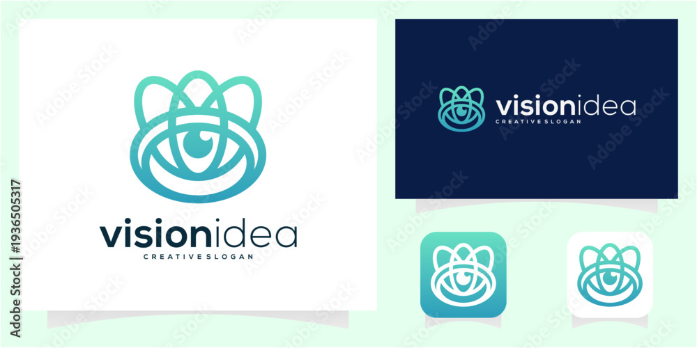 Fototapeta premium Abstract Eye Vision with Orbit Line for Creative Tech Logo Design Vector Icon.