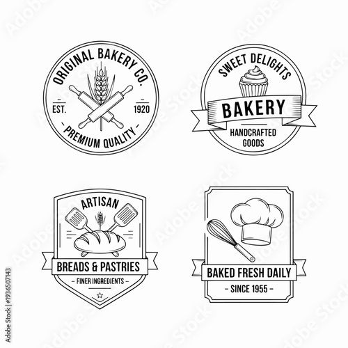 Artisan Bread and Pastry Logo Collection with Vintage Bakery Badges and Sweet Dessert Shop Labels