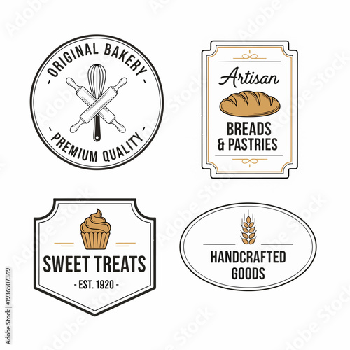 Premium Quality Bake Shop Logo Bundle with Retro Bread Emblems, Artisan Badges, and Cupcake Dessert Labels