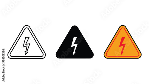 Electricity warning signs with different colors and styles