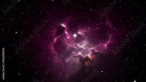 Iridescent Nebula Clouds Cosmic Dreamlike Atmosphere Slow Motion Background.