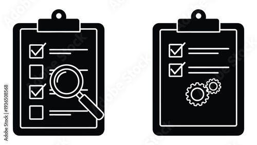 Clipboard icons for checklist and settings