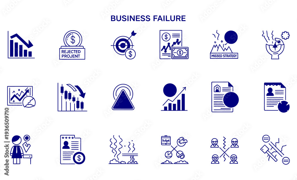 Fototapeta premium Business Failure icon set