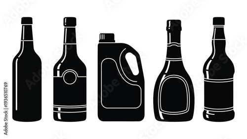 A collection of wine and oil bottles