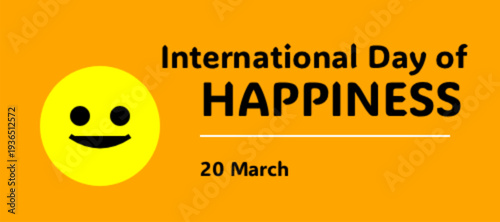 International Day of Happiness Poster – Orange Background with Smiley Face