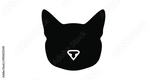 A minimalist black cat head design sharply defined silhouette
