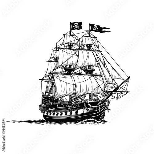pirate ship isolated on white