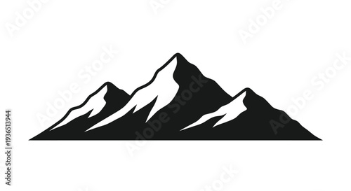 Dramatic mountain range depicted in a stark black silhouette