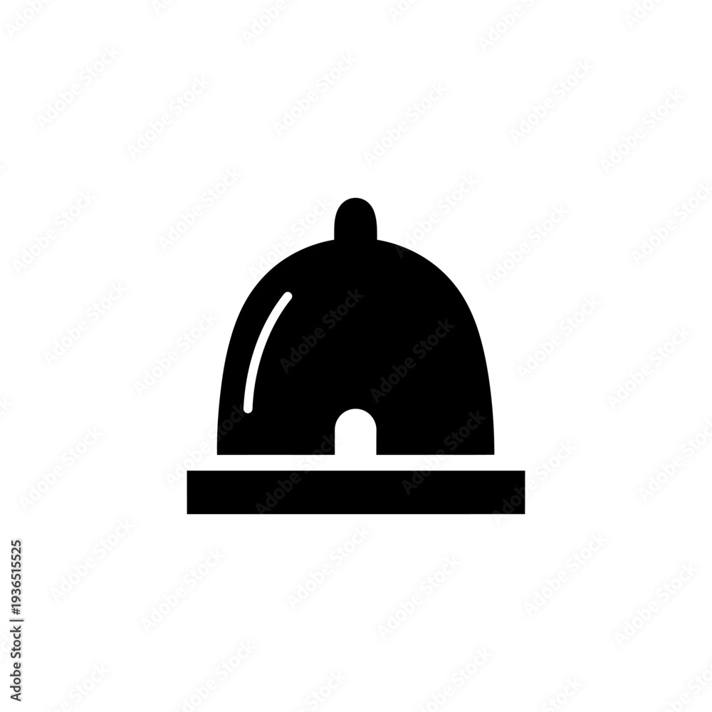 Obraz premium Minimalist Black Cloche Food Cover Icon on White Background