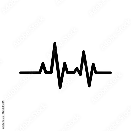 Black Heartbeat Pulse Line on White Background