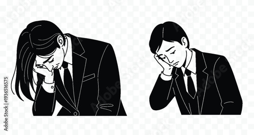 Disappointed Business People Vector Illustration Flat Design Sadness