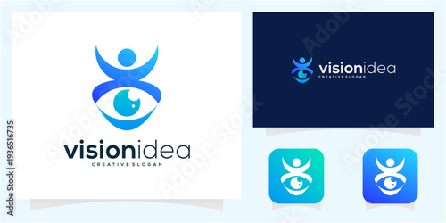 Abstract Eye and Human Shape logo design vector icon idea.