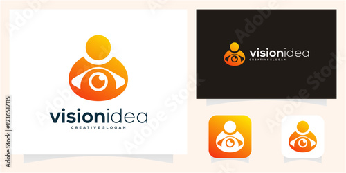 Human Figure and Eye Pupil Symbol. Visionary Branding and Creative Agency logo design vector icon idea.