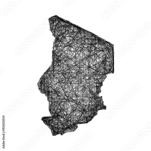 Sketch Chad outline map design