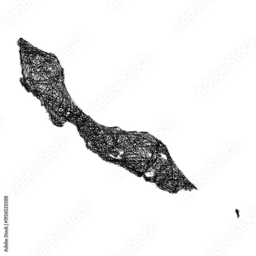 Sketch Curacao outline map design
