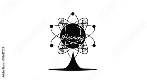 Abstract symbol representing harmony and interconnectedness with a central globe.