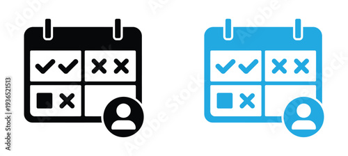 Modern task calendar icons for business planning and organization, featuring checklists and user profiles, ideal for apps, websites, and office tools.