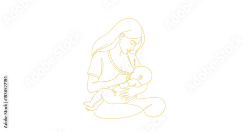 Mother Breastfeeding Baby Outline - Parenting, Maternal Care, and Family Support