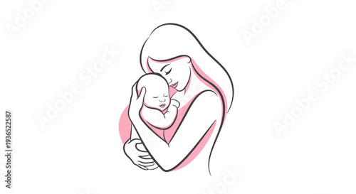 Tender embrace of a mother holding her sleeping baby with gentle care