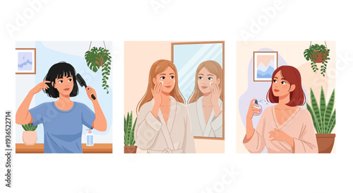 Women Skincare and Beauty Routine - Self-care, Facial Care, and Skin Treatment at Home