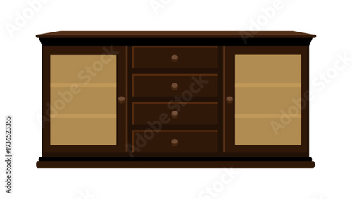 Wooden Cabinet Furniture Illustration