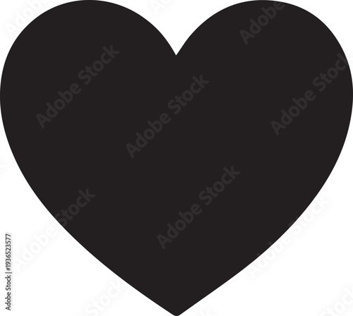 Black heart shape vector illustration line art symbol of love and passion romance concept
