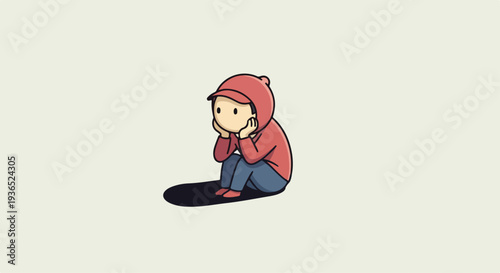 Sad child cartoon character