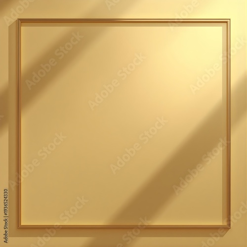 Minimal Matte Gold Background with Elegant Thin Ornamental Frame and Copy Space