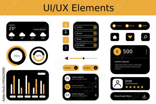 Professional & Modern UI UX Elements Kit for Mobile App and Web Dashboard Design