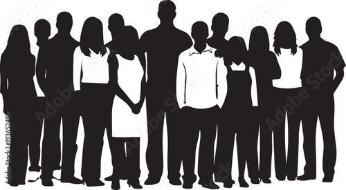 Group of people silhouette vector illustration crowd