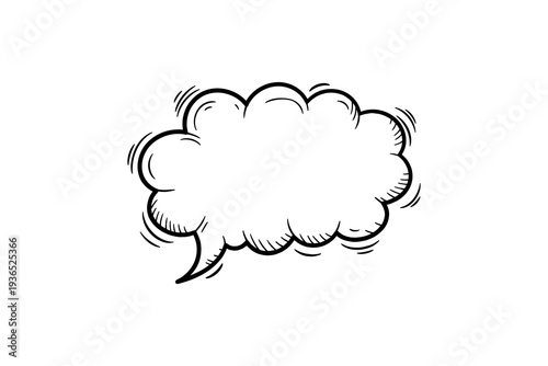 Hand-drawn comic speech bubble with sketchy line art style