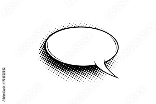 Retro halftone speech bubble isolated on white background