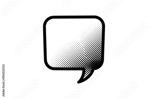 Retro halftone speech bubble with gradient dots design
