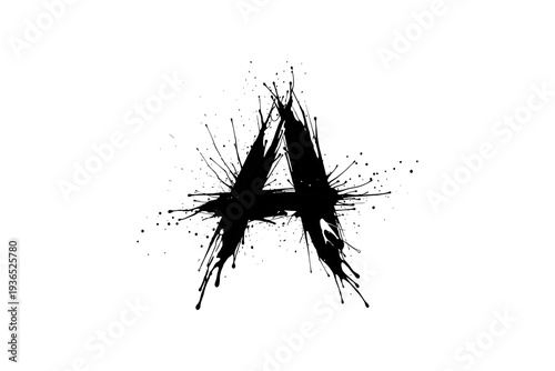 Artistic splatter style capital a with dynamic ink splashes