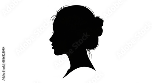 Silhouette of a Womans Head in Profile View.